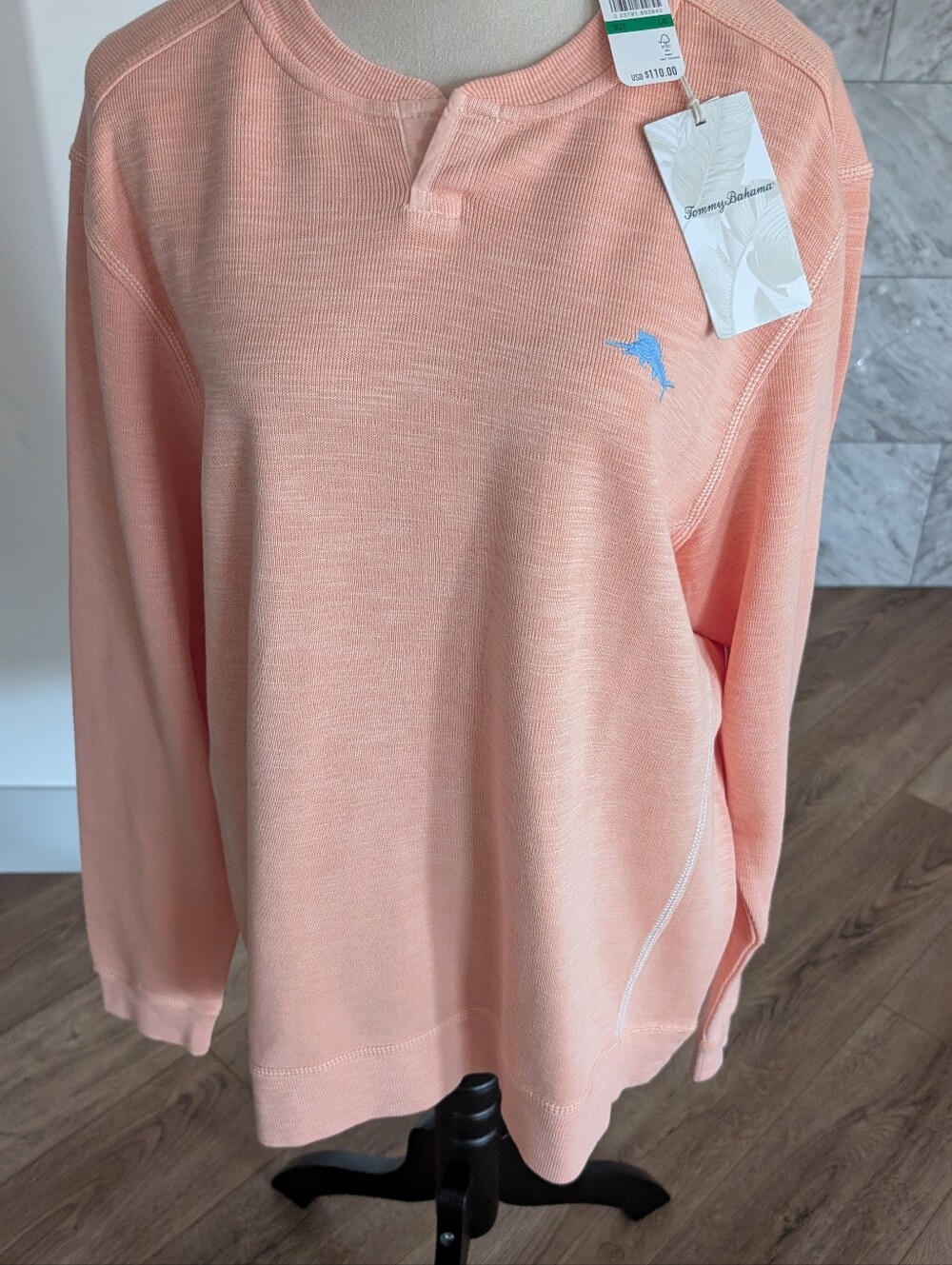 Tommy Bahama Peach Waffle-Knit Long Sleeve Pullover